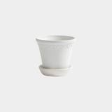 San Ysidro White Ceramic Flower Pot with Saucer