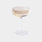 Audrey  Hand Etched Coupe Glasses (Set of 4), Amber Luster