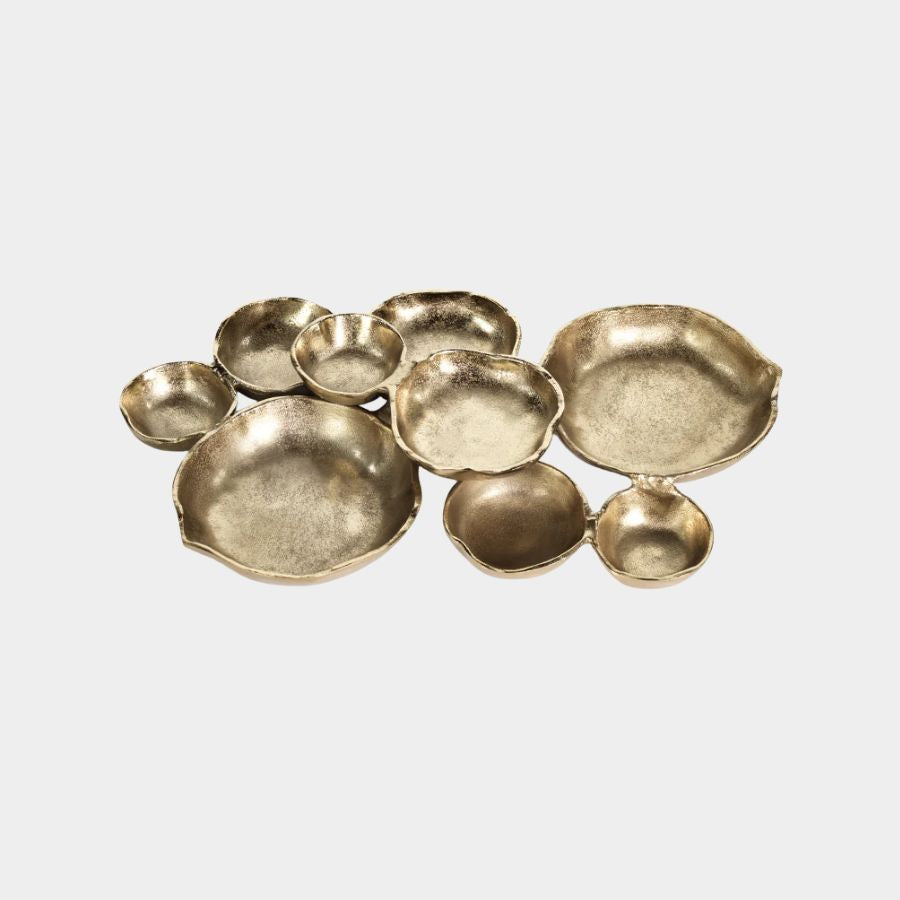 Cluster of Nine Round Serving Bowls - Dark Gold