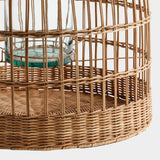 Veranda Rattan Lantern with Glass Hurricane - 34 in