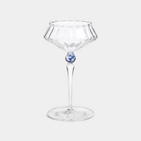 Ondine 4-Piece Set Fluted Coupe Glasses, Blue Azure Accent