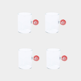 Holiday Peppermint Glass Mug - White & Red - Set of 4