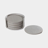 Ruvo 8-Piece Set Leather Coasters in Gray
