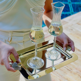 Cap Ferrat Fan Shell Design Serving Tray - Polished Gold