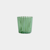 Marina White Stripe Glass Tumblers in Green (Set of 6)