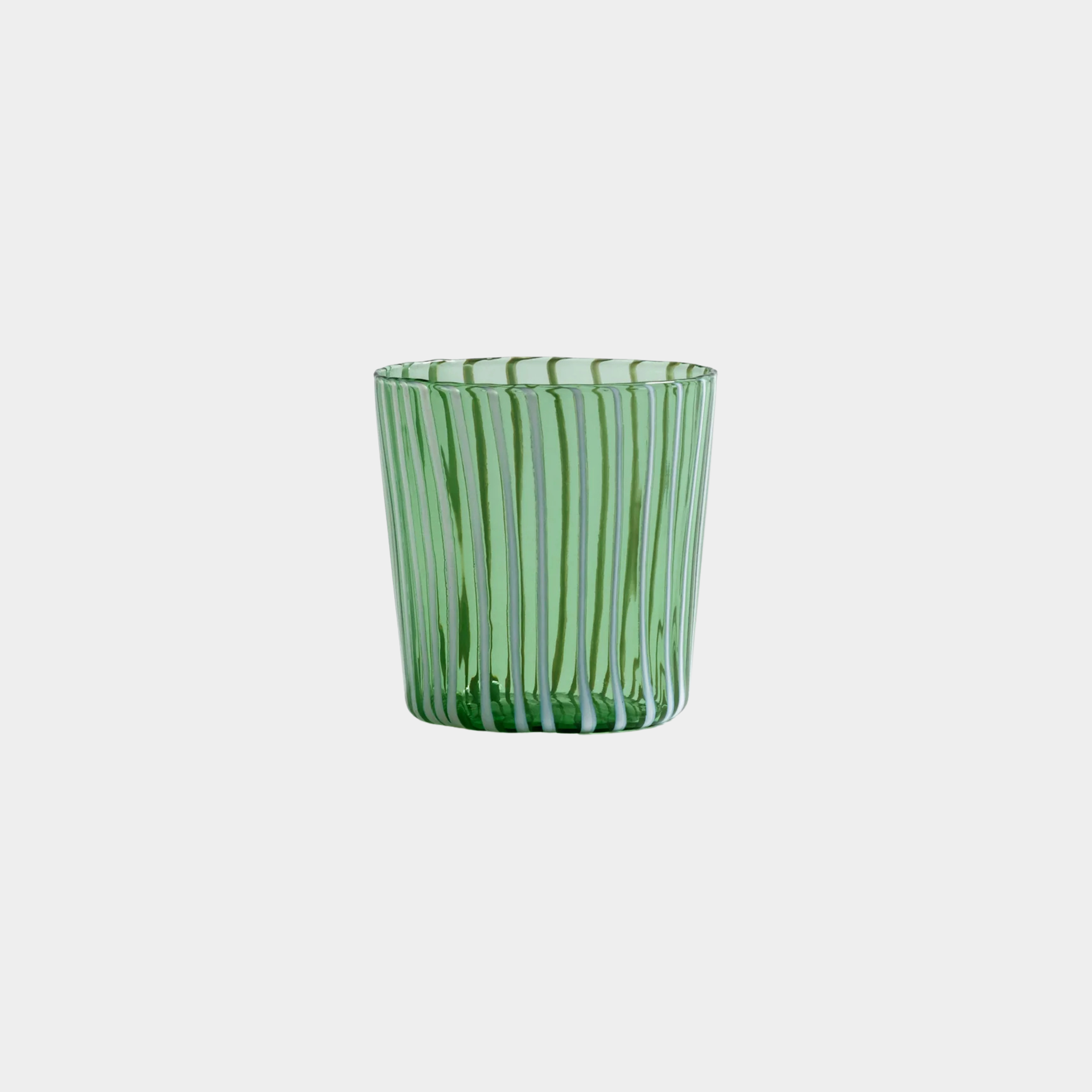 Marina White Stripe Glass Tumblers in Green (Set of 6)