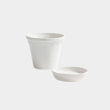 San Ysidro White Ceramic Flower Pot with Saucer