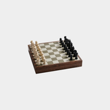 Luxury Chess & Checkers Game Set with Wood Veneer Board - London