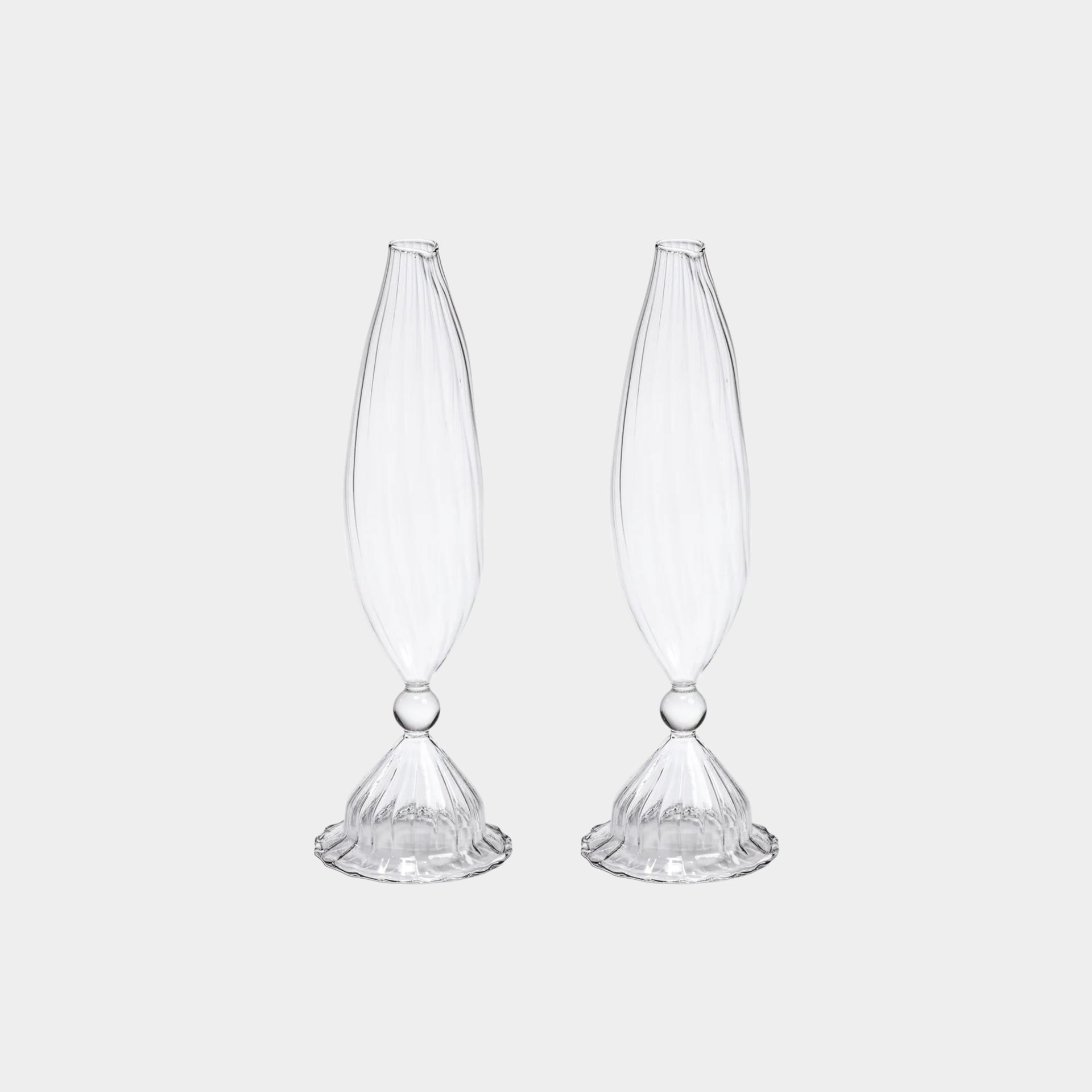 Flo Set Optic Glass Vases -10 inch (Set of 2)