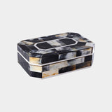 Baldur Black Horn Inlaid Decorative Box with Ivory Trim 9"