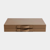 Geneva 19 in Backgammon Set - Taupe Leather