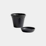 San Ysidro Black Ceramic Flower Pot with Saucer