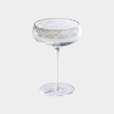 Audrey Hand Etched Coupe Glasses (Set of 4), Green Luster