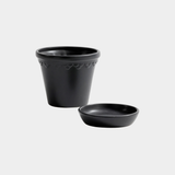 San Ysidro Flower Pot with Saucer - Black