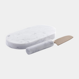 Marble Cutting Board with Cutting Knife - White