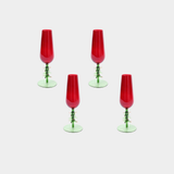 Treetop Cheers Glassware - Red - Champagne Flute - Set of 4