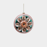 Vintage Floral Glass Medallion Ornament - Set of 6