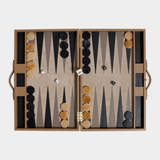 Geneva 19 in Backgammon Set - Taupe Leather