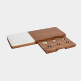 Marble and Mango Wood Charcuterie Board with Cutting and Serving Tool Set