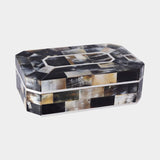 Baldur Black Horn Inlaid Decorative Box with Ivory Trim 11.25"
