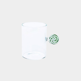 Holiday Peppermint Glass Mug - White & Green - Set of 4