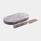 Marble Cutting Board with Cutting Knife, Travertine