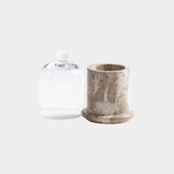 Marbella Scented Candle Jar with Cloche – Crema Fossil Marble
