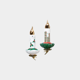 Festive Candle Drop Glass Ornament - Clip On - 2 Assorted Designs - Set of 6