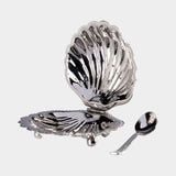 Côte d'Azur Fan Shell Lidded Bowl w/ Spoon in Nickel