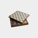 Luxury Chess & Checkers Game Set with Wood Veneer Board - London