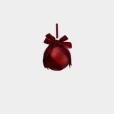 Burgundy Red Velvet Bow Glass Ornament - 4 in - Set of 6