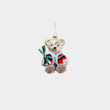 Bear with Skis Glass Ornament - Set of 6