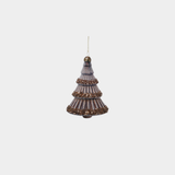 Antique Brown Glass Tree with Glittered Trim - Set of 6