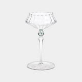 Ondine 4-Piece Set Fluted Coupe Glasses, Clear with Lagoon Green Accent