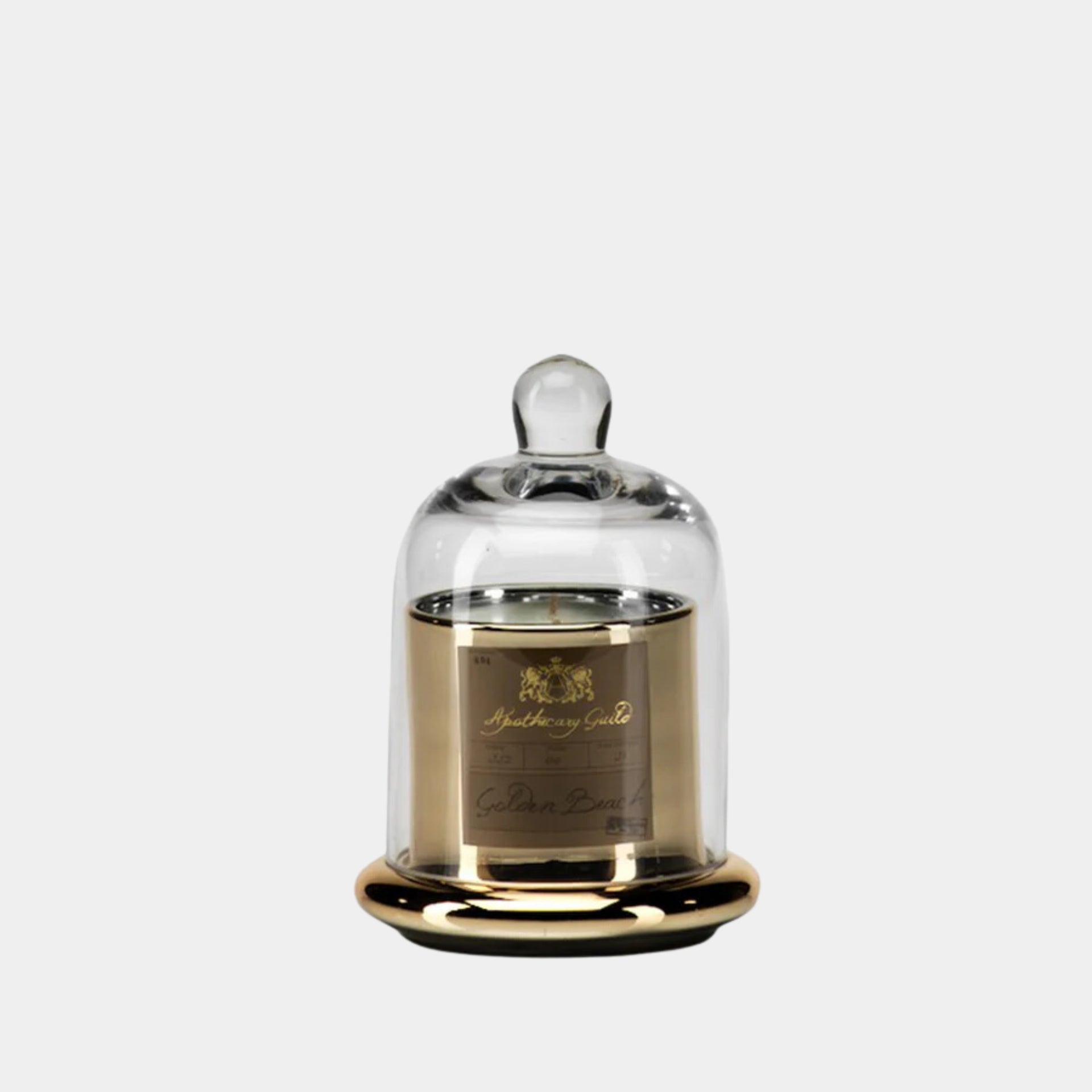 Golden Beach Scented Candle in Glass Jar with Bell Cloche (Set of 2) Medium