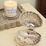 Côte d'Azur Fan Shell Lidded Bowl w/ Spoon in Nickel