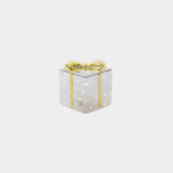 LED Glass Present - Silver with Gold Ribbon - Large