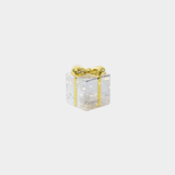 LED Glass Present - Silver with Gold Ribbon - Medium