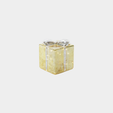 LED Glass Present - Gold with Silver Ribbon - Large