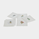 Floral Linen Cocktail Napkins - 6 Assorted Designs