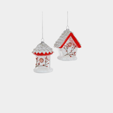 Bird House Glass Ornament - 2 Assorted Styles - Set of 2