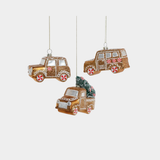Gingerbread Glass Car Ornament - 3 Assorted Styles - Set of 3