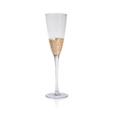 Fez Cut Glass Champagne Flute with Gold Leaf - Set of 4