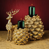 Golden Pine Cone Pillar Holder - Small