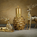 Golden Deer with Floral Wreath - Sitting