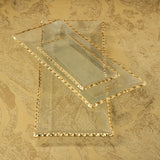 Clear Textured Rectangular Tray with Jagged Gold Rim - Medium