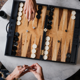 Geneva 19 in Backgammon Set - Marine Blue Leather