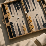 Geneva 19 in Backgammon Set - Taupe Leather