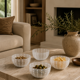 Portofino White Dot Condiment Frosted Glass Bowls (Set of 4)