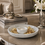 Roma White Marble Chip and Dip Bowl
